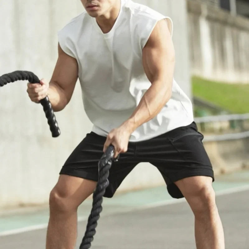 Sport T-shirt Bodybuilding Slim Shirts Sleeveless Tank Tops Gym Workout Shirt Men Sportwear Loose