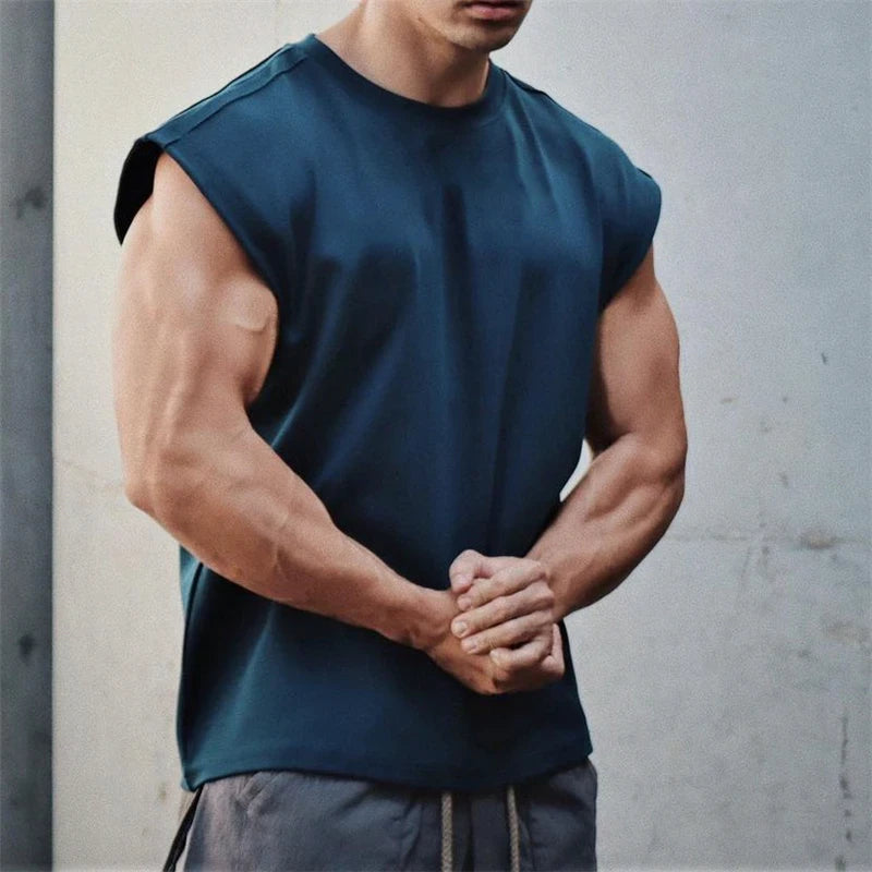 Sport T-shirt Bodybuilding Slim Shirts Sleeveless Tank Tops Gym Workout Shirt Men Sportwear Loose