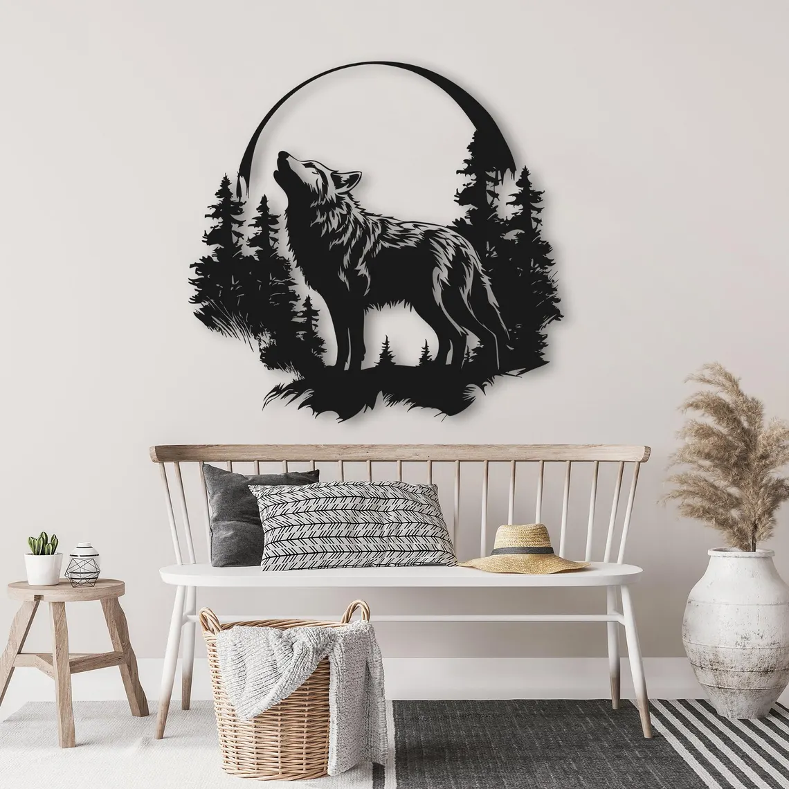 Howling Wolf Metal Sign Wall Art, Wolf Lover, Hunter, Mountain Wall Art, Wolf Wall Decor, Hunting Sign, Housewarming Gift, Living Room Decor