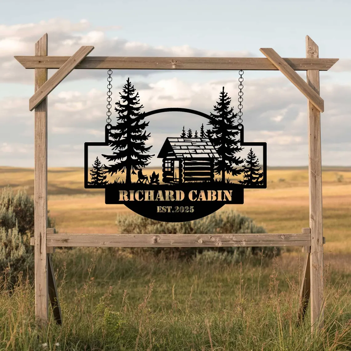 Custom Cabin Metal Sign Personalized Lake House Decor