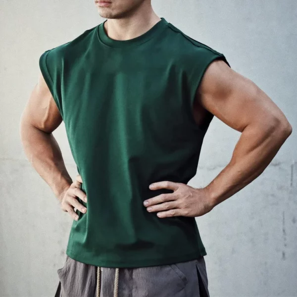 Sport T-shirt Bodybuilding Slim Shirts Sleeveless Tank Tops Gym Workout Shirt Men Sportwear Loose - Image 6