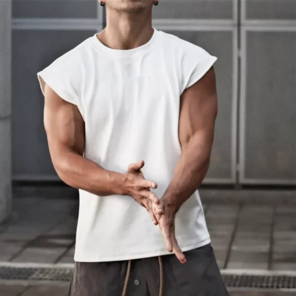 Sport T-shirt Bodybuilding Slim Shirts Sleeveless Tank Tops Gym Workout Shirt Men Sportwear Loose - Image 5