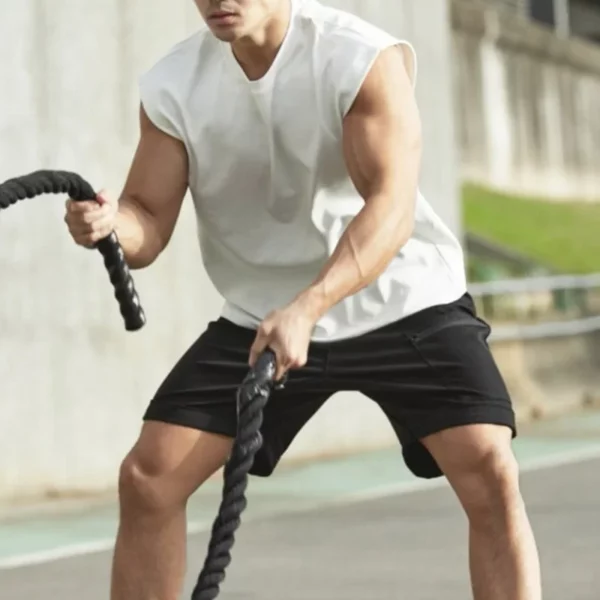 Sport T-shirt Bodybuilding Slim Shirts Sleeveless Tank Tops Gym Workout Shirt Men Sportwear Loose - Image 4