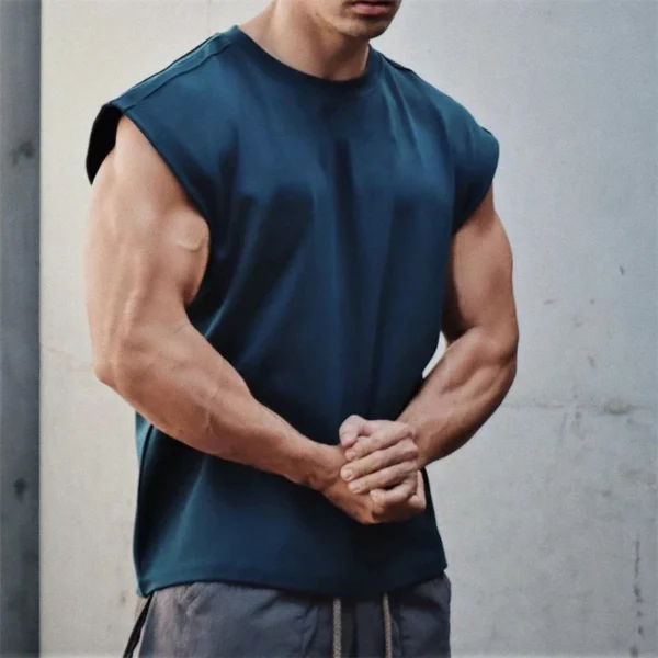 Sport T-shirt Bodybuilding Slim Shirts Sleeveless Tank Tops Gym Workout Shirt Men Sportwear Loose - Image 7
