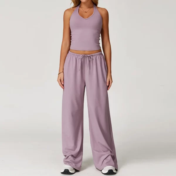 Women's Yoga Set Sport Suit Gym Workout Clothes Yoga Vest Gym Crop Top High Waist Drawstring Pants Fitness Suit Sportswear - Image 6