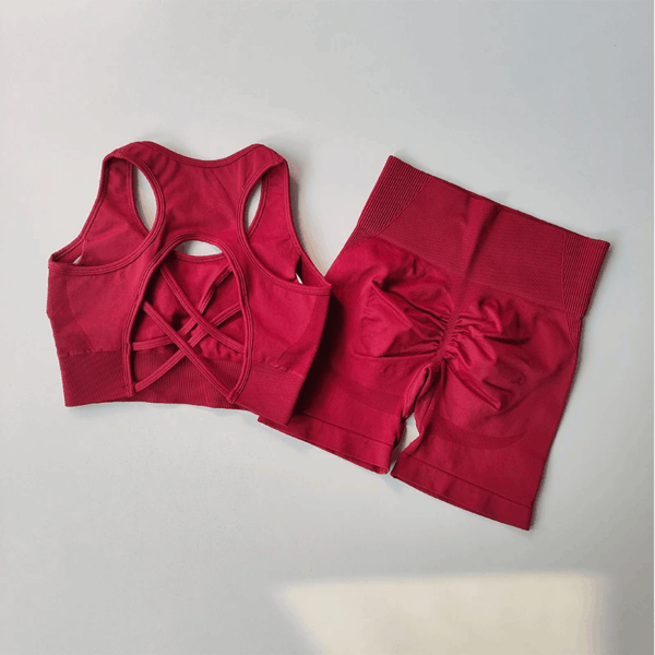 Women's Seamless Yoga Set Sport Bra High Waist Sports Shorts Gym Fitness Sleeveless Workout Suit Sporstwear - Image 11