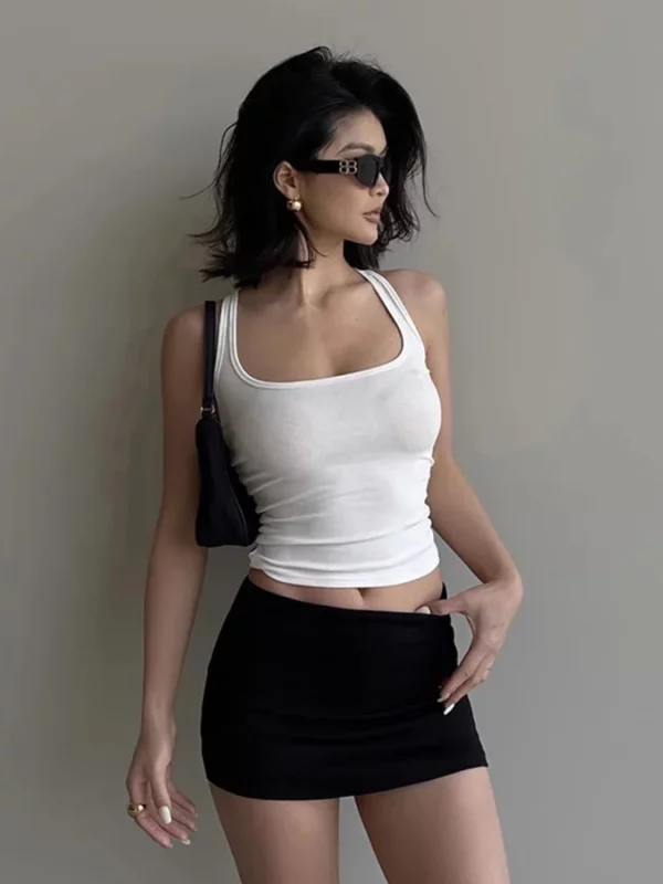 Women Scuplted Square Neck Tank Top - Image 7