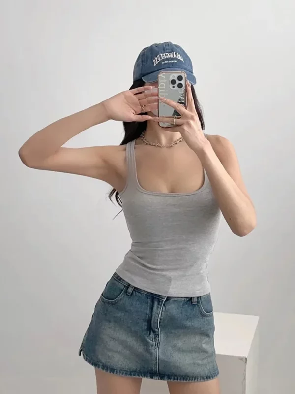 Women Scuplted Square Neck Tank Top - Image 6
