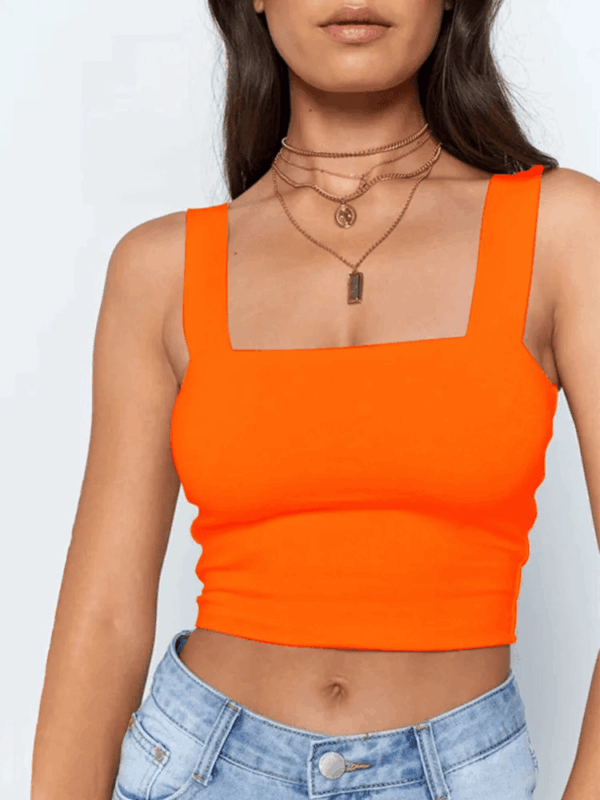 Square Neck Sleeveless Crop Top Women Casual Basic T Shirt Off Shoulder Backless Tank Top - Image 4